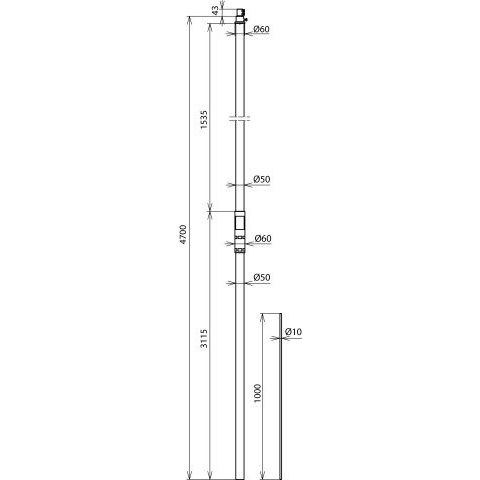 DEHN - Zubehör/Ersatzteile für Erdung und Blitzschutz Stützrohr SR D50 4700 #105332 FSP1000IP HVI GFK AL