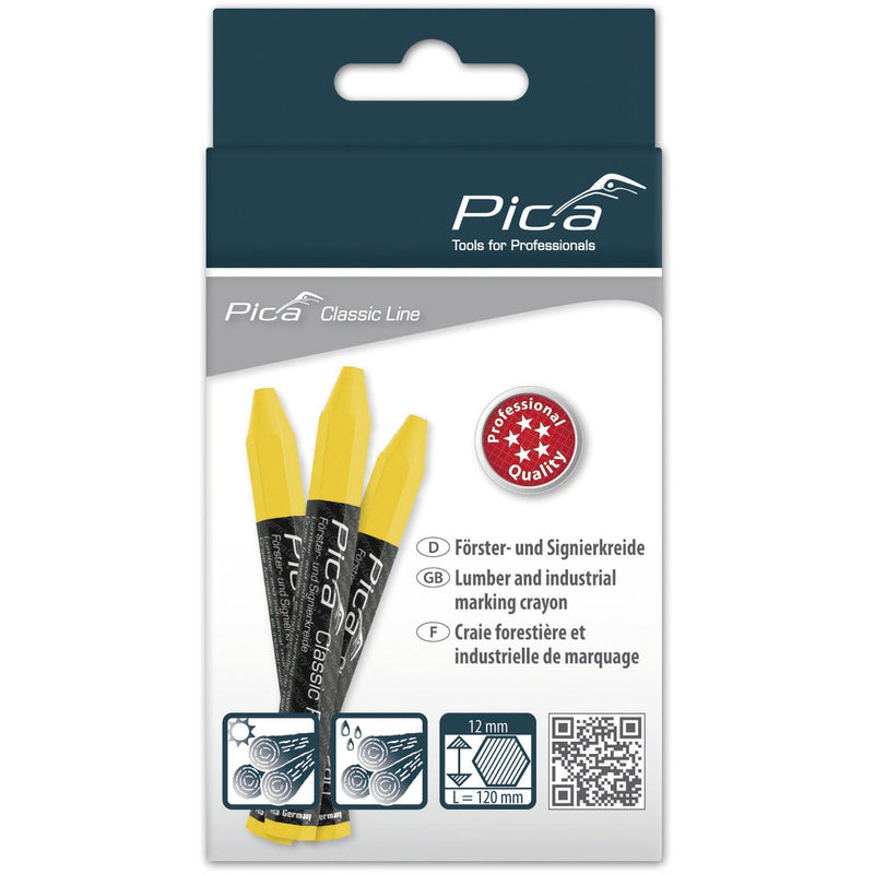 Pica-Marker - Markierungsstift Försterkreide PRO 590/44 12x120mm, gelb − 12 Stück
