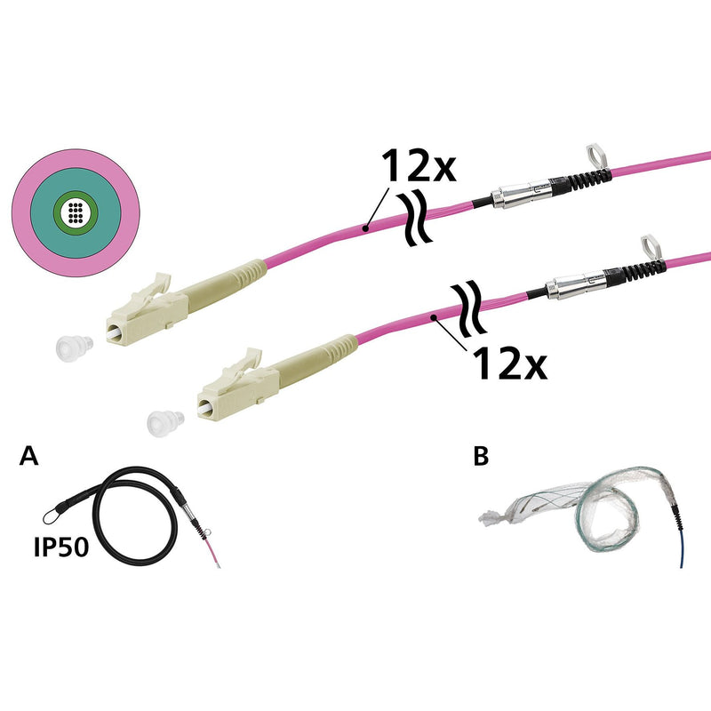 Metz Connect - System-Patchkabel LWL OpDAT VIK Universalkabel 152U127JJ5030G 12xOM4, LC-LC, 30 m