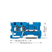 WAGO - Durchgangs-Reihenklemme 2-Leiter/1-Pin-Basisklemme 769-251/000-006 blau − 50 Stück
