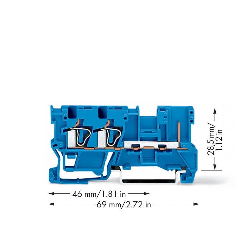 WAGO - Durchgangs-Reihenklemme 2-Leiter/1-Pin-Basisklemme 769-251/000-006 blau − 50 Stück