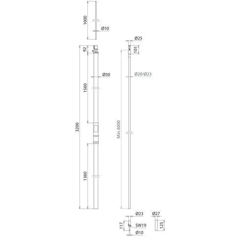 DEHN - Fangeinrichtung für Blitzschutz Fangeinrichtung m. Leitung HVI 20 L6M S #819326 R3200 IPFSP1000GFKAL