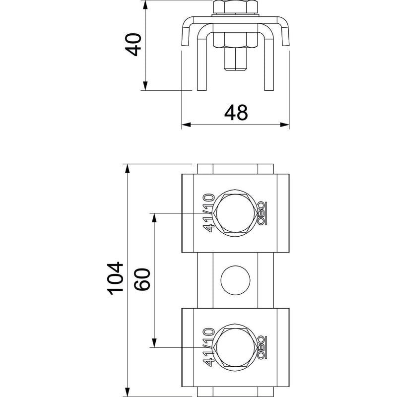 OBO Bettermann - Verbinder für Stiel/Profilschiene Schienenverbinder SVE 41 A4 MS41 Profilschienen − 10 Stück