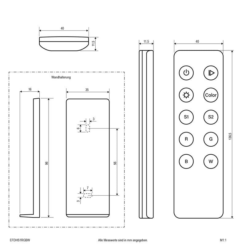 EVN Lichttechnik - Funksender 1-Kanal Funk-Handsender EFDHS1RGBW