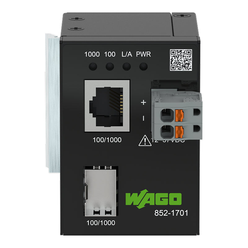WAGO - Media Konverter Industrial Media Converter 852-1701 Kupfer zu SFP-Port − 1 Stück