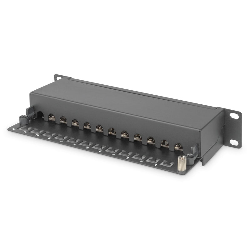 DIGITUS - Patchpanel Kupfer Panel 10" Class E 12-Port DN-91612S LSA 1HE RAL9005 sw