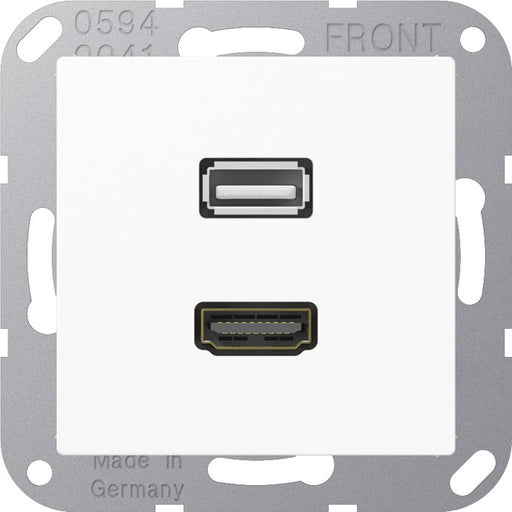 Jung - Multifunktions-Anschlussdose Multimedia-Anschluss aws MA A 1163 WW HDMI/USB m.Tragring