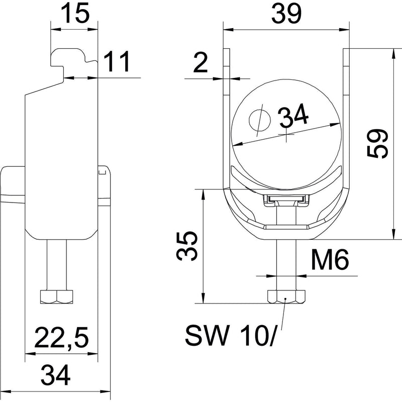 OBO Bettermann - Bügelschelle BS-N1-K-34 A2 28-34mm − 50 Stück