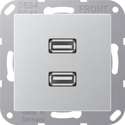 Jung - Multifunktions-Anschlussdose Multimedia-Anschluss alu MA A 1153 AL 2 x USB m.Tragring