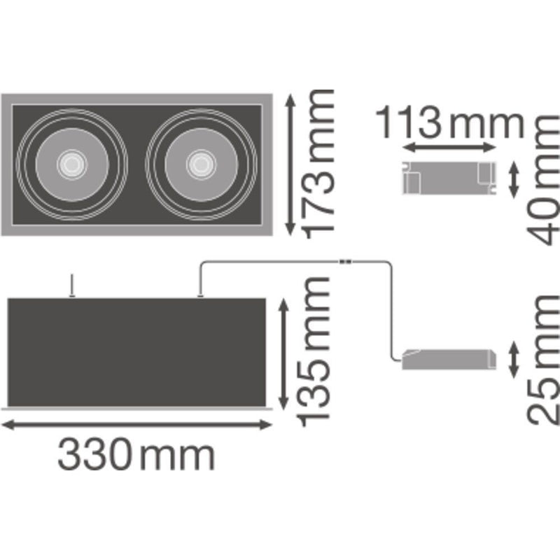 Ledvance - Downlight/Strahler/Flutlicht LED-Einbaustrahler 2fl. SPOT MULI2x30W3KFLWT 3000K