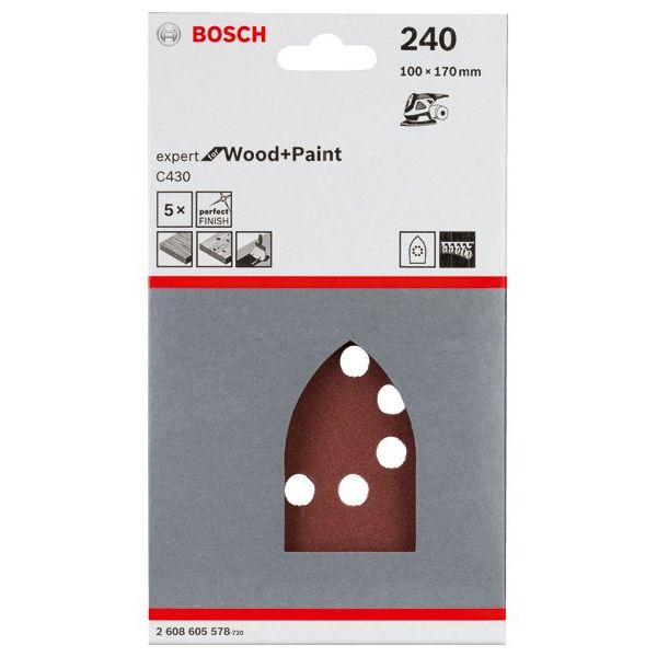 Bosch - Schleifpapier/Schleifvlies Schleifblatt C430, 100 x 2608605578 170 mm 240 8 Löcher