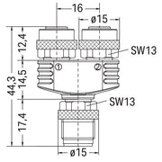 WAGO - Zubehör/Ersatzteile für Steuerungen M12/M12-Zweifachverteiler 756-9301/050-000 Zubehör,5-polig