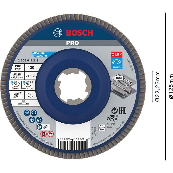 Bosch - Trenn-/Schleifscheibe PRO X571 2608619212 Fächerschleifscheibe