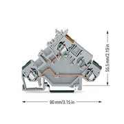 WAGO - Initiator/Aktor-Reihenklemme 3-Leiter-Aktorenklemme 280-555 2,5 mm²,grau − 50 Stück