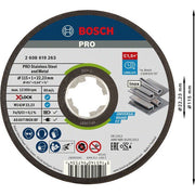 Bosch - Trenn-/Schleifscheibe PRO Stainless Steel and 2608619263 Metal X-Lock − 25 Stück