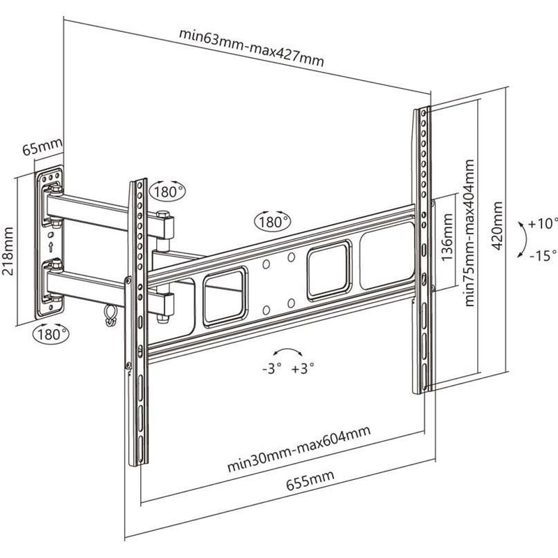 Goobay - Halterung für Audio-/Videosysteme TV-Wandhalterung 49745 FULLMOTION L
