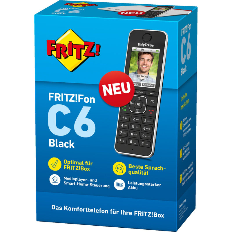 FRITZ - Schnurloses Telefon DECT Telefon FRITZ!Fon C6 Black schnurlos