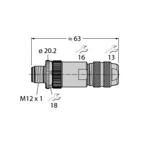 Turck - Rundsteckverbinder, feldkonfektionierbar (Industriesteckverbinder) Stecker CMBS8151-0 − 1 Stück