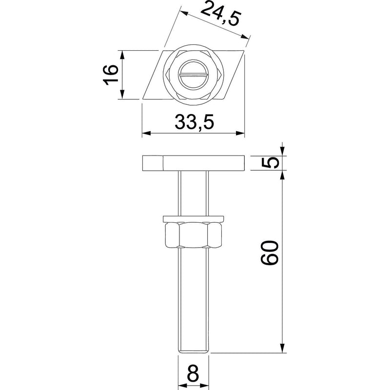 OBO Bettermann Vertr - Hammerkopfschraube Hammerkopfschraube ACMHB M8x60 A4 M8x60mm − 25 Stück