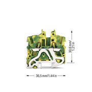 WAGO - Schutzleiter-Reihenklemme Mini-Schutzleiter 2052-1207 2,5 qmm, gn-ge − 100 Stück