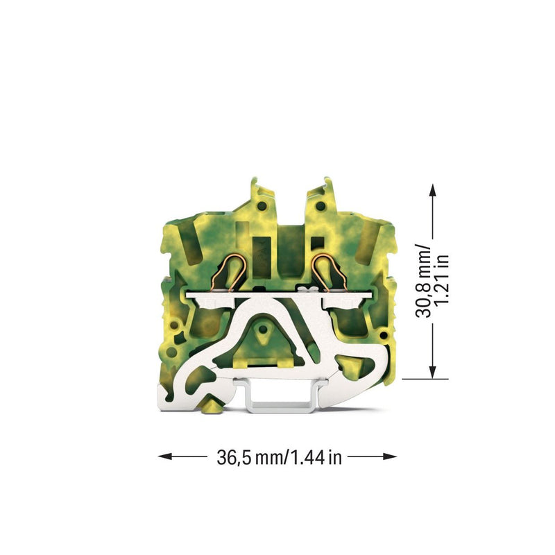 WAGO - Schutzleiter-Reihenklemme Mini-Schutzleiter 2052-1207 2,5 qmm, gn-ge − 100 Stück