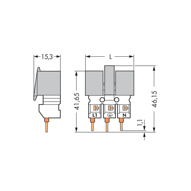WAGO - Steckverbinder für steckbare Gebäudeinstallation Netzanschlussklemme 272-413/272-419 Drücker,weiß/grau − 500 Stück