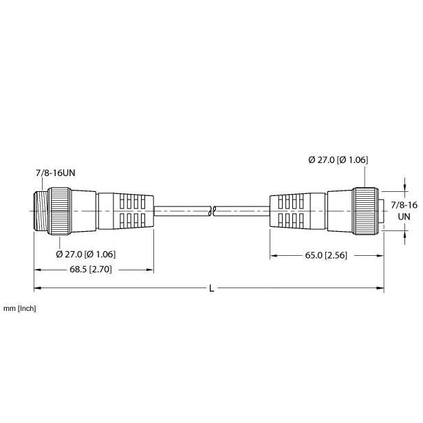 Turck - Rundsteckverbinder, feldkonfektionierbar (Industriesteckverbinder) Versorgungsleitung RSM RKM 46-2M PVC