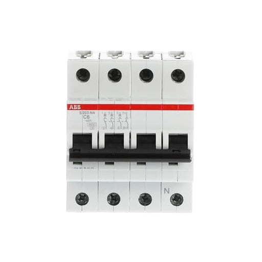 ABB Stotz S&J - Leitungsschutzschalter Sicherungsautomat S203-C6NA 6kA 6A C 3p+N (4p)
