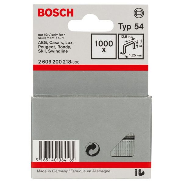 Bosch - Heftklammer Flachdrahtklammer Typ 54, 2609200218 12,9 x 1,25 x 6 mm