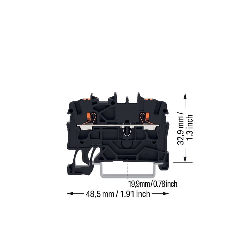 WAGO GmbH & Co. KG - Durchgangs-Reihenklemme 2-Leiter-Durchgangsklemme 2202-1205 2,5mm²,schwarz − 100 Stück