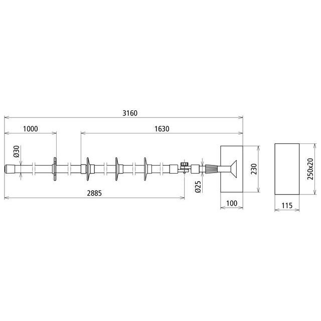 DEHN - Betätigungsstange Isolierstangenset IS 25 ZK RK 3160 bis 7,5kV DC 25kV AC