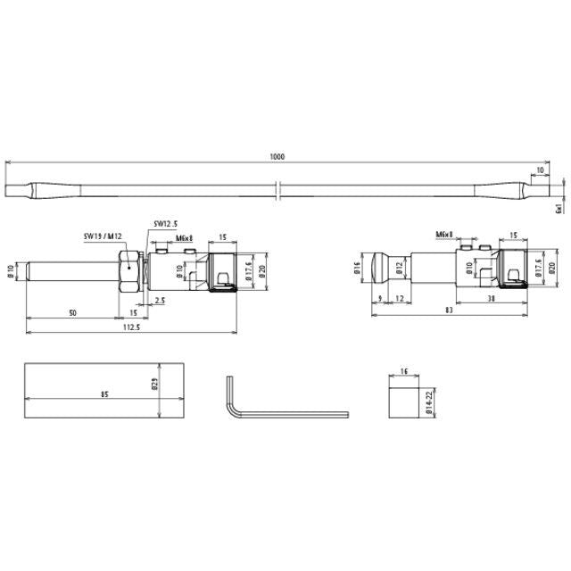 DEHN - Zubehör/Ersatzteile für Erdung und Blitzschutz Anschlussset HVILIASSRIV20GFB1000 f. HVI-light-Leitung