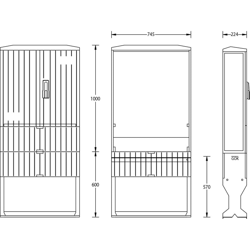 uesa - Zähler-Komplettschrank Flachschrank A100-1000 1100x745x224mm