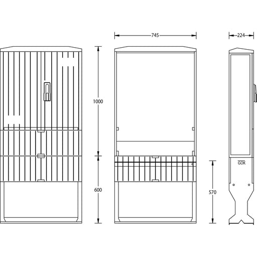 uesa - Zähler-Komplettschrank Flachschrank A100-1000 1100x745x224mm