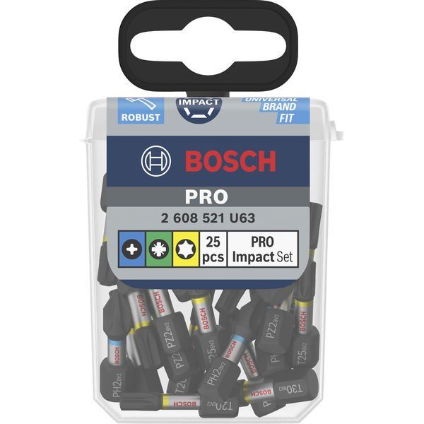 Bosch - Bit-Set PRO Impact Bit Set, 25 mm, 2608521U63VE(25) Display, 10 x 25-tlg − 10 Packung