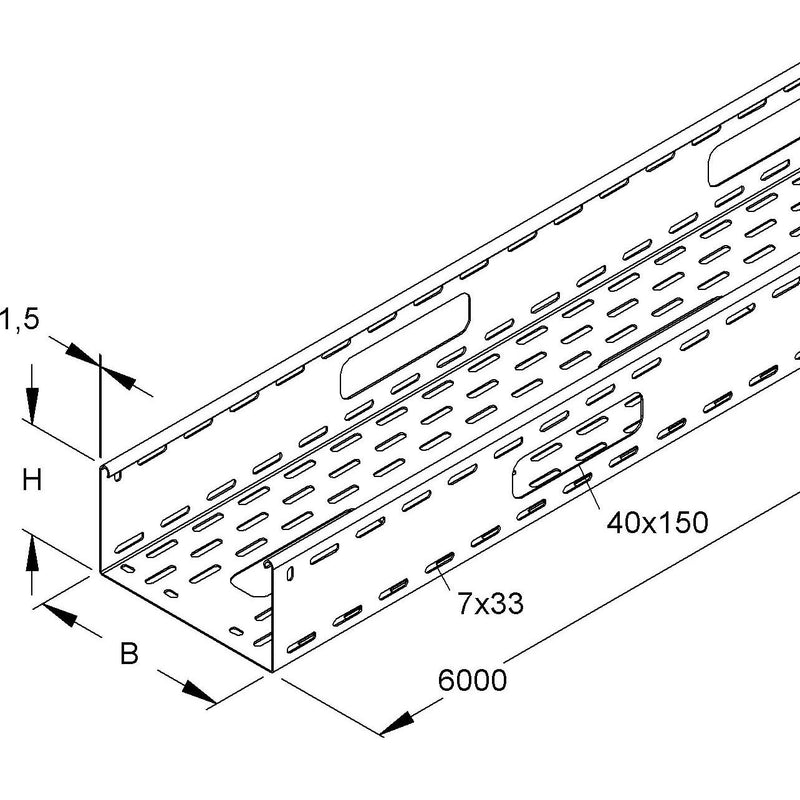 Niedax - Kabelrinne Verteilerrinne RSV 110.100 F OV 110x100x3000mm − 3 Meter