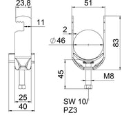 OBO Bettermann - Bügelschelle BS-F1-K-46 ALU 40-46mm − 100 Stück