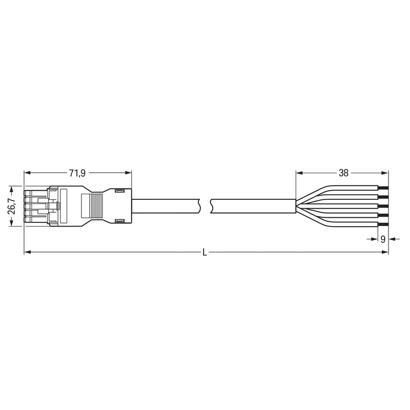 WAGO - Konfektionierte Leitung für steckbare Gebäudeinstallation konfekt. Anschlussleitung 891-8995/105-207 Eca,Buchse