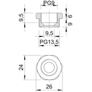 OBO Bettermann - Erweiterungs-/Reduzierring Reduktion 107 R PG13- 9 PA Iso,lgr − 50 Stück