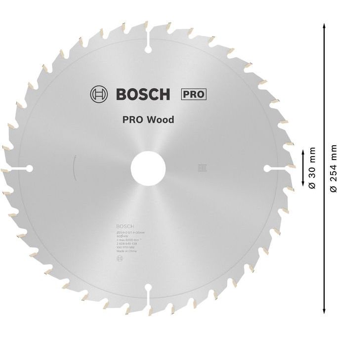 Bosch - Kreissägeblatt PRO Wood Kreissägeblatt, 2608640438 254 x 2 x 30 mm, Z40