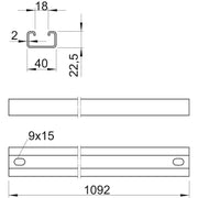 OBO Bettermann - Stiel/Profilschiene Profilschiene MS4022P1092FT 1092x40x22,5, St, FT