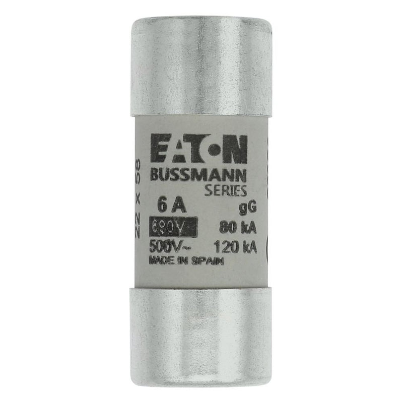 Eaton - Zylindrische Sicherung Sicherungseinsatz Nieders. CYLINDRICA#C22G6 6A AC 690V 80kA − 10 Stück
