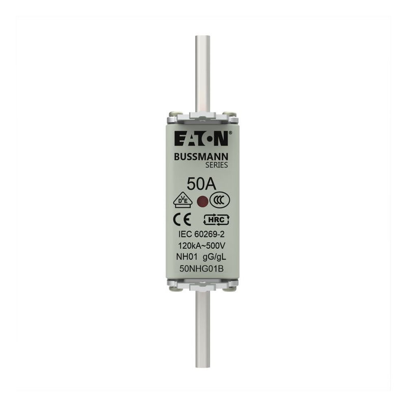 Eaton - Messersicherung Sicherungseinsatz Nieders. NH FUSE 50#50NHG01B 50A AC 500V 120kA − 3 Stück