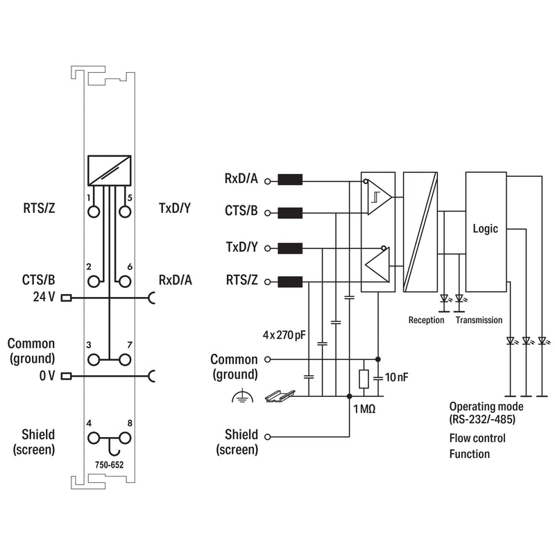 WAGO - Feldbus, Dez. Peripherie - Kommunikations-Modul Serielle Schnittstelle 750-652 RS 232C/RS485