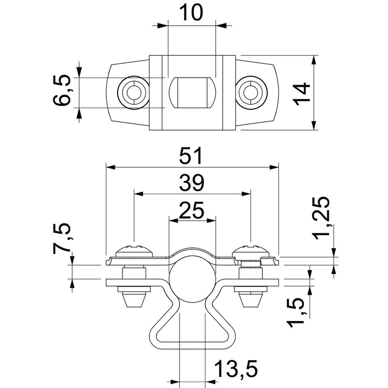 OBO Bettermann - Befestigungsschelle für Kabel/Rohre Abstandschelle ASL 733 25 A2 mit Langloch 20-25mm − 1 Stück