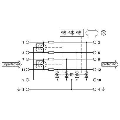 Phoenix Contact - Überspannungsableiter für Informations-/MSR-Technik Überspannungsschutzgerät PT-IQ-4X1-48DC-UT