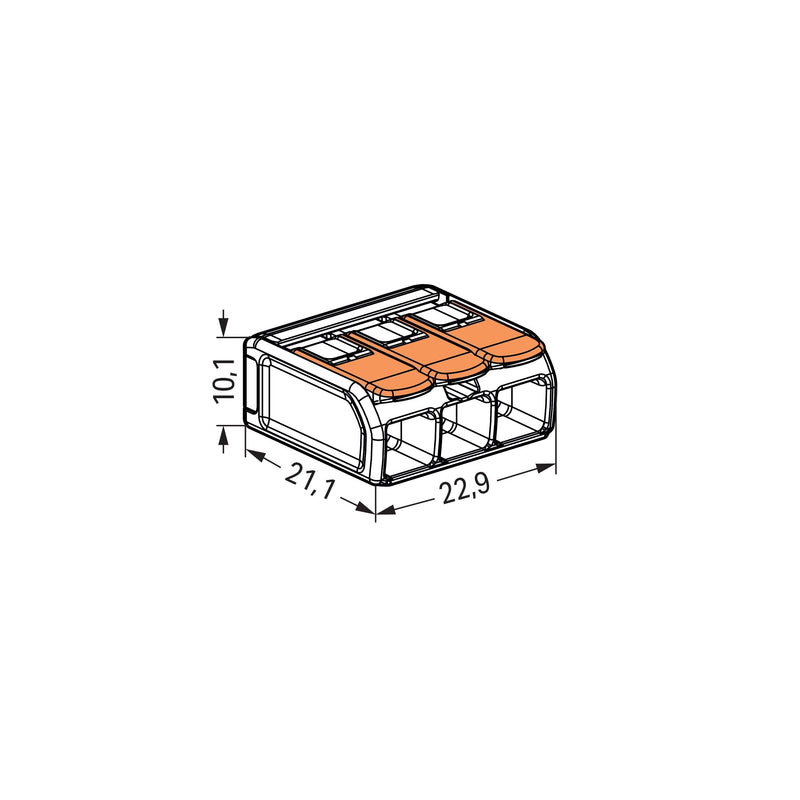 WAGO - Steckklemme Compact-Verbindungsklemme 221-613 3-Leiter bis 6qmm − 30 Stück