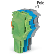 WAGO - Ein- und mehrpolige Klemmenleiste 1-Leiter-Federleiste 2022-103/000-039/999 4 mm²,gn-ge/bl/gr − 100 Stück