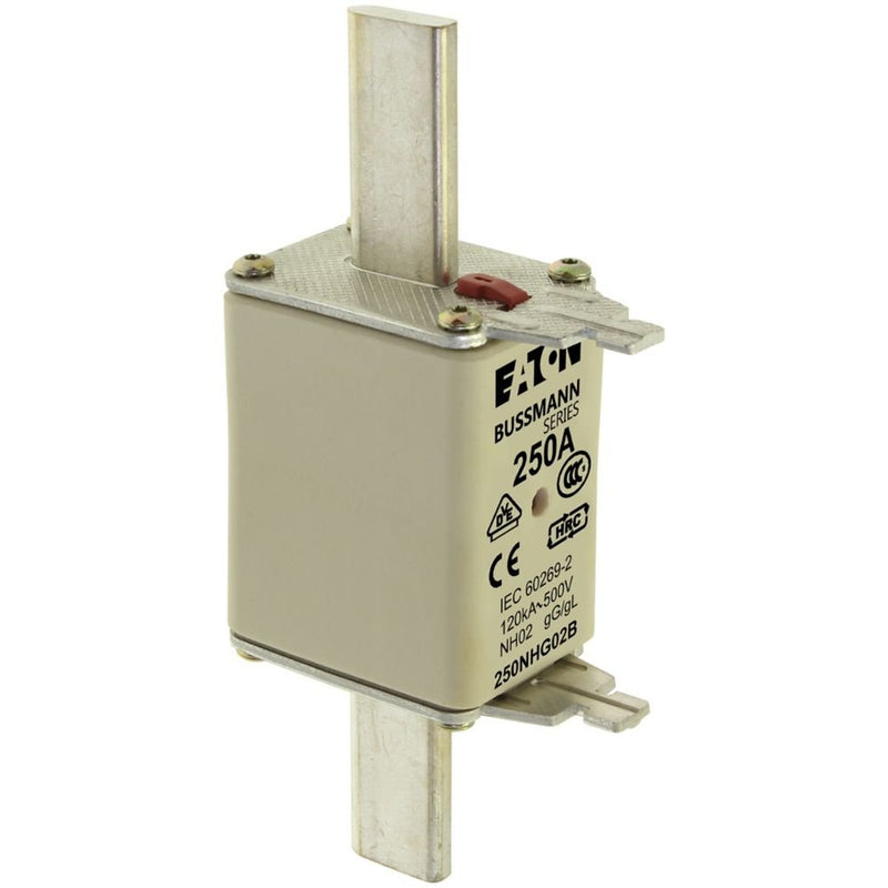 Eaton - Messersicherung Sicherungseinsatz Nieders. NH FUSE 25#250NHG02B 250A AC 500V 120kA − 3 Stück