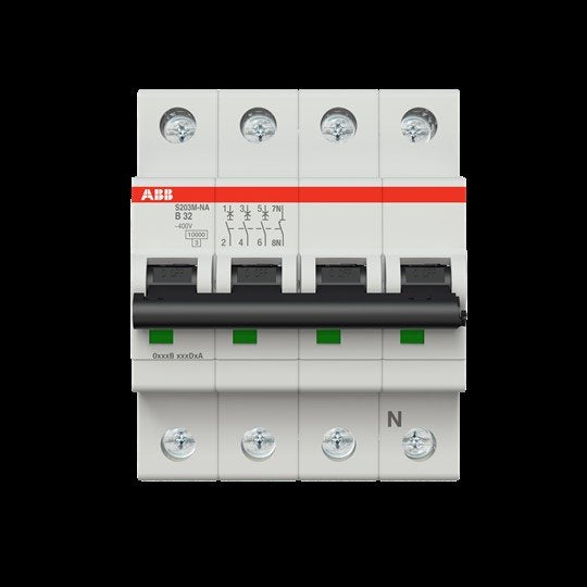 ABB Stotz S&J - Leitungsschutzschalter Sicherungsautomat S203M-B32NA 10kA 32A B 3p+N (4p)
